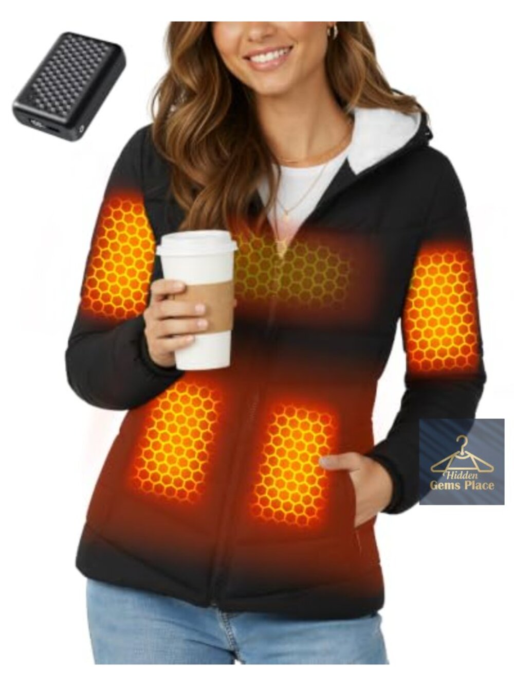 Graphene Heated Jacket 12V Fast Charge 18400mAh Hooded Quilted
